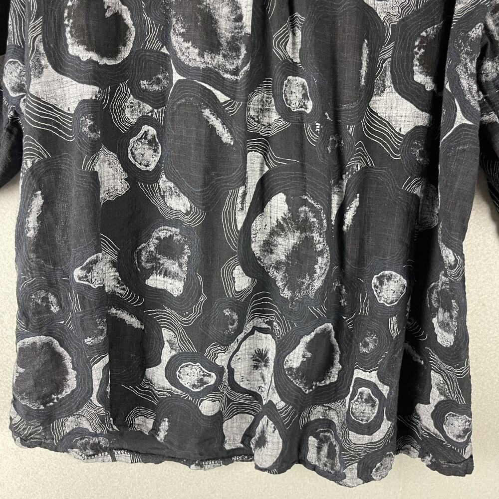 Made In Italy Top Womens Large Black Roll Tab Gauzy Coastal Lagenlook Artsy - Picture 11 of 12